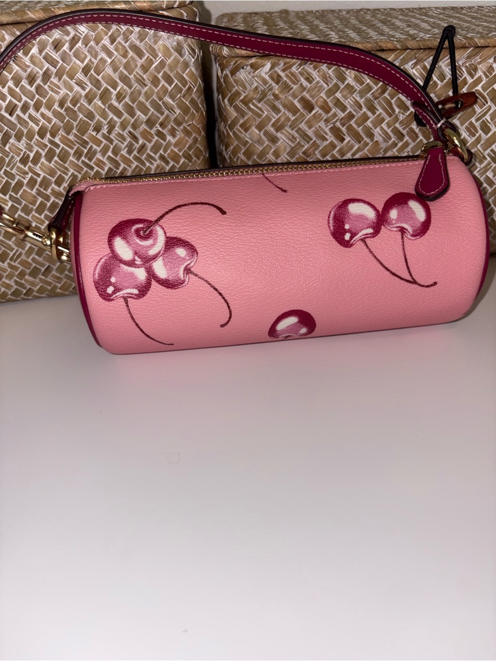 Coach Pink Cherry Barrel Wristlet with Magenta Strap - Picture 3 of 5